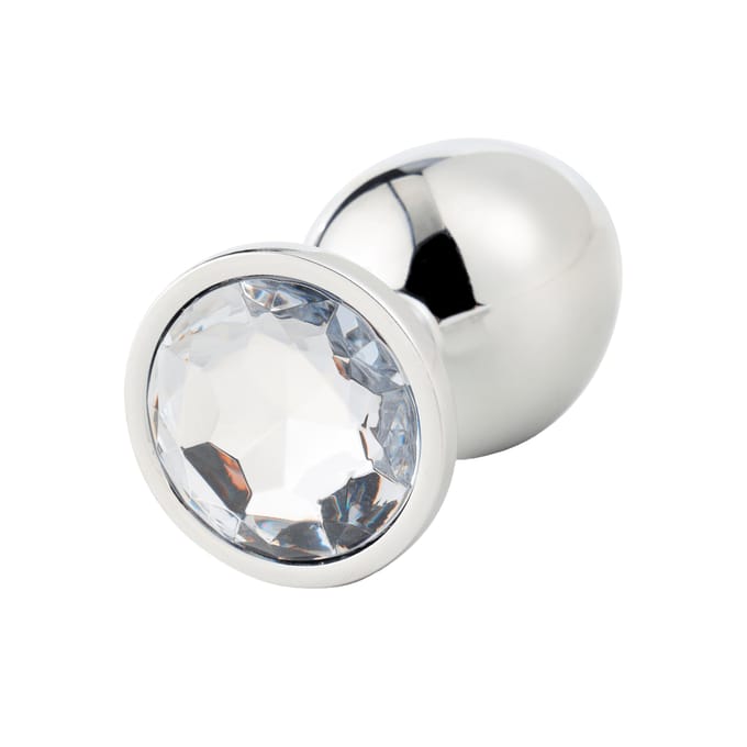 Dream Toys - Aluminium anaalplug met siersteen Medium Gleaming Love - Zilver