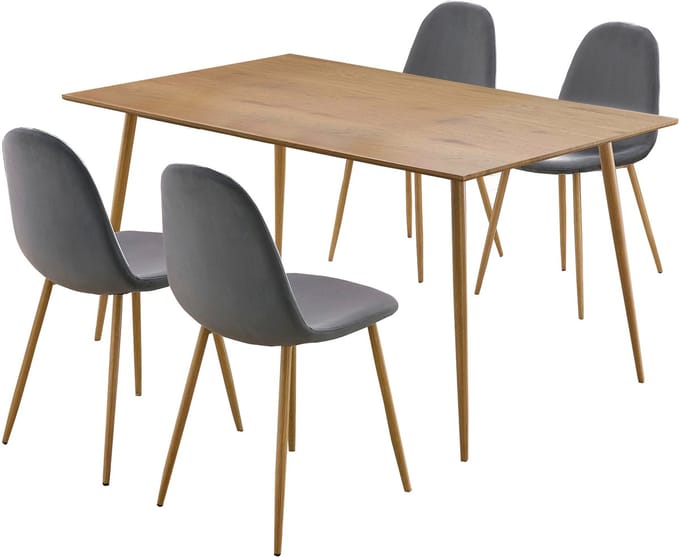 Monza-Eetset - 160 cm - Grijs/Eiken