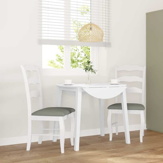 vidaXL - Eetkamerstoelen - met - kussens - 2 - stuks - wit - massief - hout - rubber