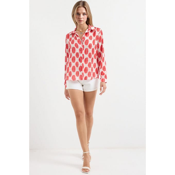 Satijnen Lange Mouw Knopshirt