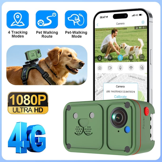 Tracker hond | GPS halsband met mini camera | Real-time 4G tracking | Waterdicht IP66 | Siliconen wit