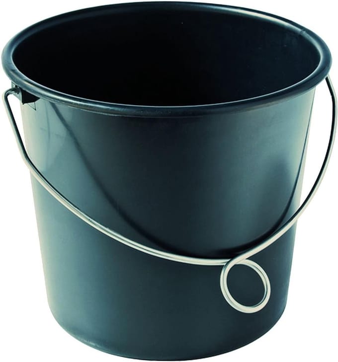 Bouwemmer PVC - Emmer met beugel - Klus Klussen - Ring Beugel - 12 Liter - Grijs