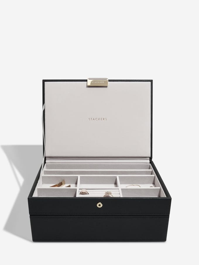 STACKERS BLACK - Sieradendoos - Juwelendoos - Sieradenhouder - Sieraden Organizer - 2-set
