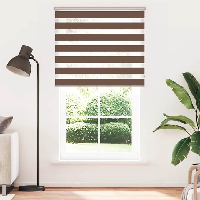 vidaXL - Zebra - rolgordijn - 125x200 - cm - stofbreedte - 120,9cm - polyester - bruin