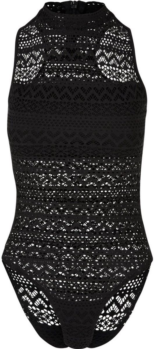 Urban Classics - Crochet Jersey Turtleneck Bodysuit - 3XL - Zwart