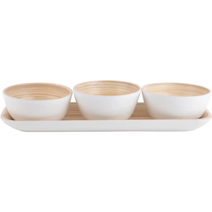 Present Time Schaal Puro - Wit - 36x12x6cm - Bamboe - Scandinavisch - Woonkamer