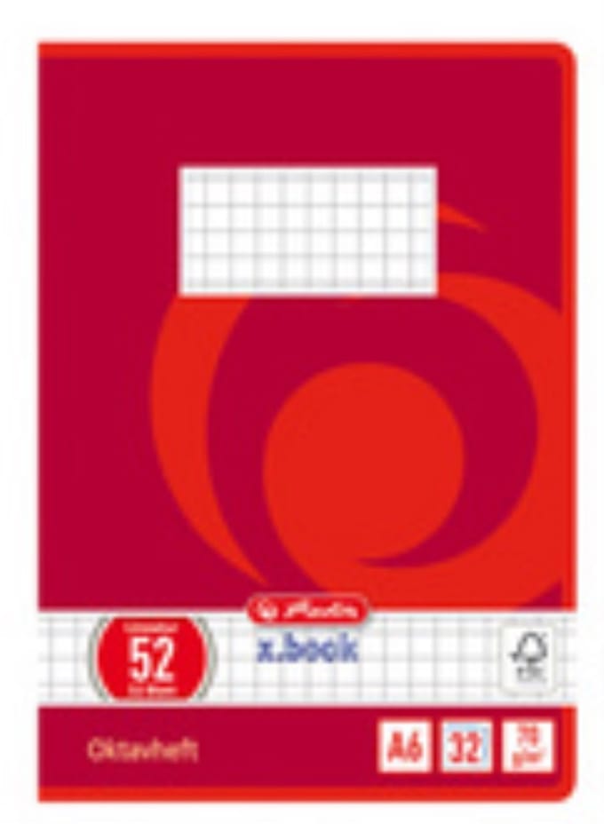 Octaafschrift x.book, gelinieerd A6-formaat, 70 g/m², 32 pagina's
