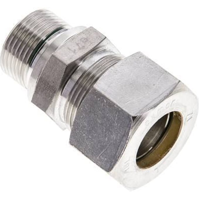 18L & M22x1.5 RVS Rechte Knelfitting Buitendraad 315bar FKM ISO 8434-1
