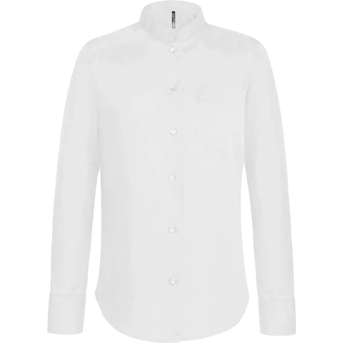 Kariban Damesblouse met Mao kraag lange mouwen K514 - White - M