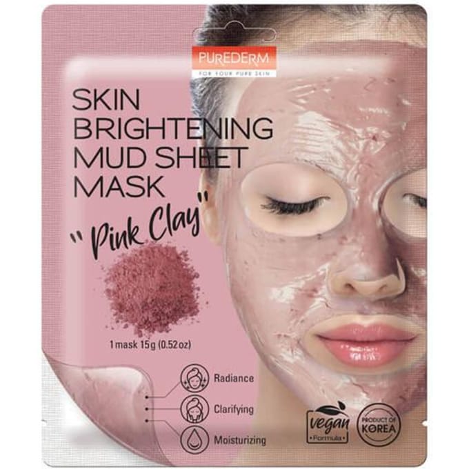 Purederm Gezichtsmasker in Sheet Huidverhelderend Modder Masker Roze Klei 15G