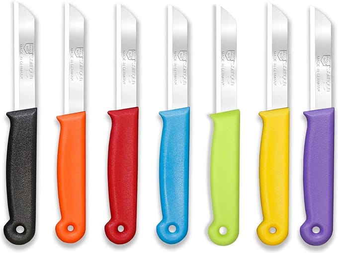 Solingen Schilmesje – RVS Glad – 16 cm met Blade Cover – Mix – 7 Stuks
