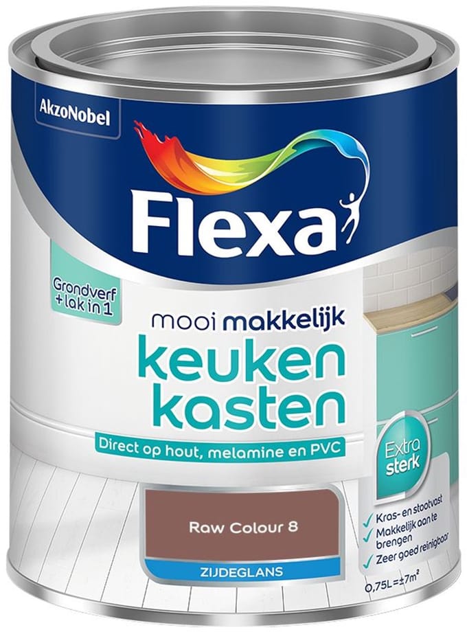 Flexa - Mooi Makkelijk Keukenkasten Zijdeglans - Raw Colour 8 - Mengverf - 750 Ml