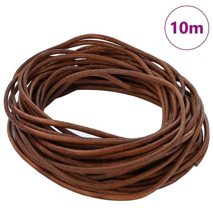 vidaXL Leren Koord 1 Licht Bruin Ø2,5 mm x 10 m Leer