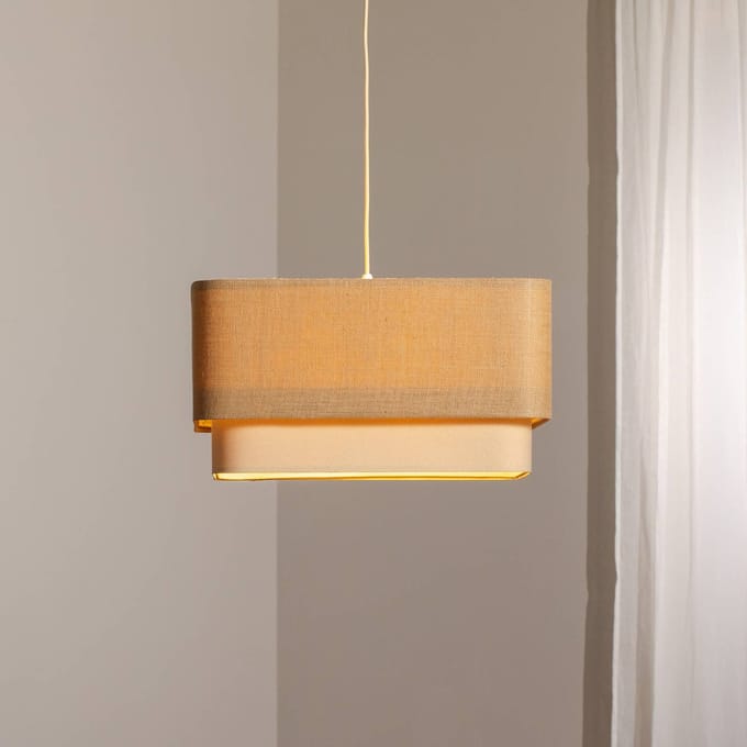 Maco Design Kwadro Duo hanglamp, crème/beige, 50x50cm, jute/linnen
