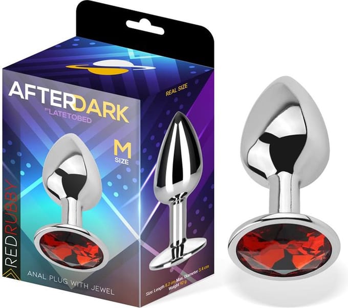 AFTERDARK - Butt Plug With Jewel Red Rubby Size M Aluminium