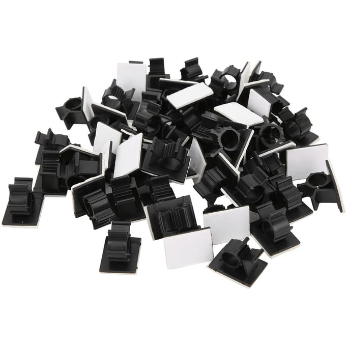 50pcs Clips de Gestion de Câbles Réglables Adhésifs en Nylon Organisateur de Câbles Noir