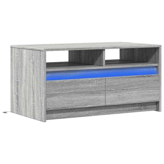 vidaXL - Salontafel - met - LED-verlichting - bewerkt - hout - grijs - sonoma - eiken
