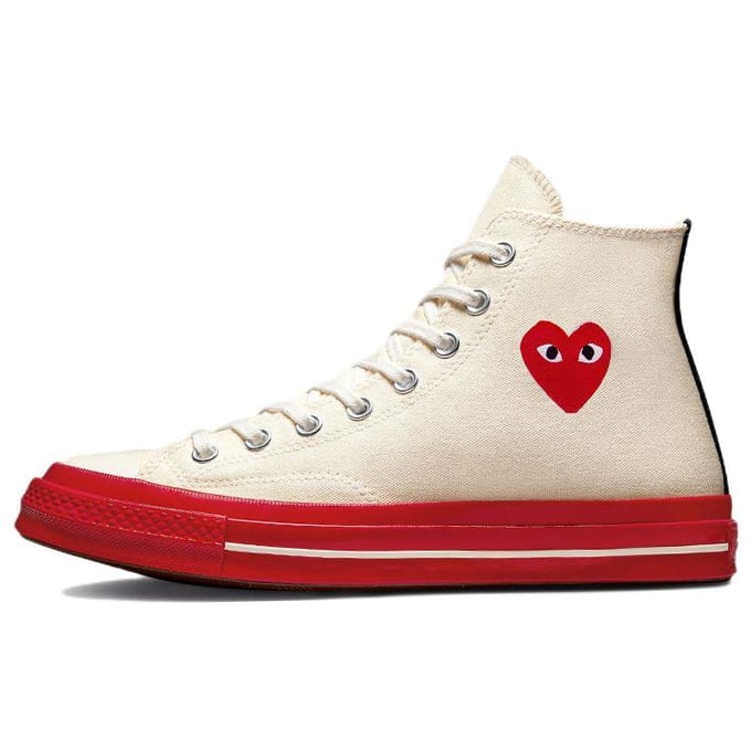 Comme des Garçons Play x Converse Chuck 70 High Pristine Red Baskets Unisexe Crème Aigrette A01794C 42