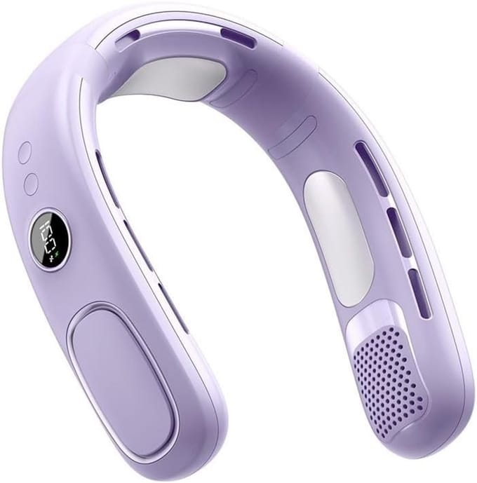 Handsfree bladloze nekventilator - 360° koeling - Lichtgewicht langdurig gebruik - Paars