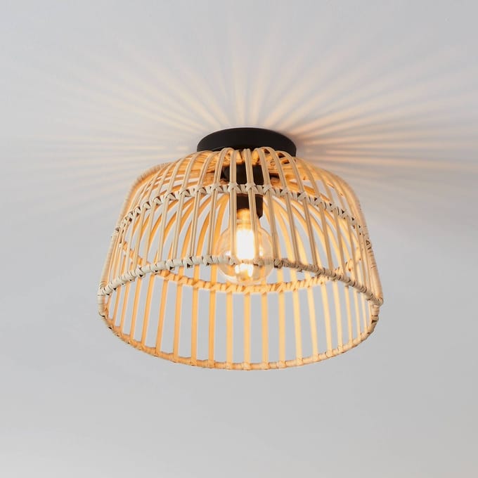 EGLO Glyneath plafondlamp van rotan
