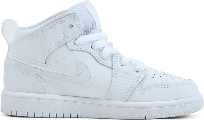 Jordan 1 Mid Kleuterschoen - Maat 28 - Wit/Wit/Wit / Wit - Air Jordan 1 - Lifestyle - Kinder Sneakers voor Jongens en Meisjes - Doos zonder deksel