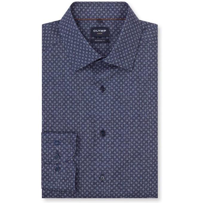 OLYMP Luxor Overhemd, Modern Fit, New Kent, Marineblauw