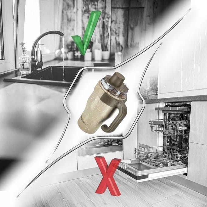 ACTIV SPACE - Thermische Beker met Rietje - 800ml - Beigekleurig - Ergonomische Handvat