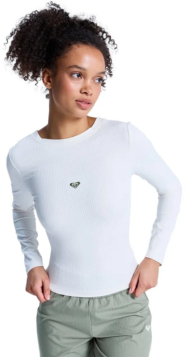 Roxy Rise & Vibe Rib Crossed Top Met Lange Mouwen Wit S Vrouw