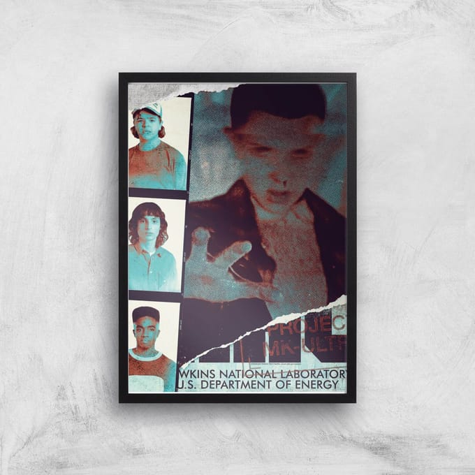 Stranger Things Nationaal Laboratorium Giclée kunstdruk - A4 - Black Frame