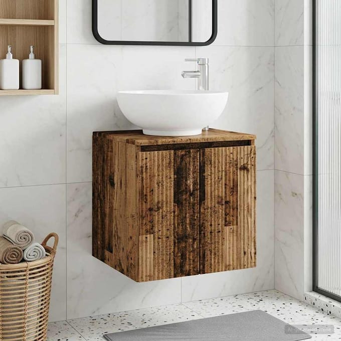 vidaXL - Wandgemonteerde - wastafel - van - een - meubel - Oud - hout