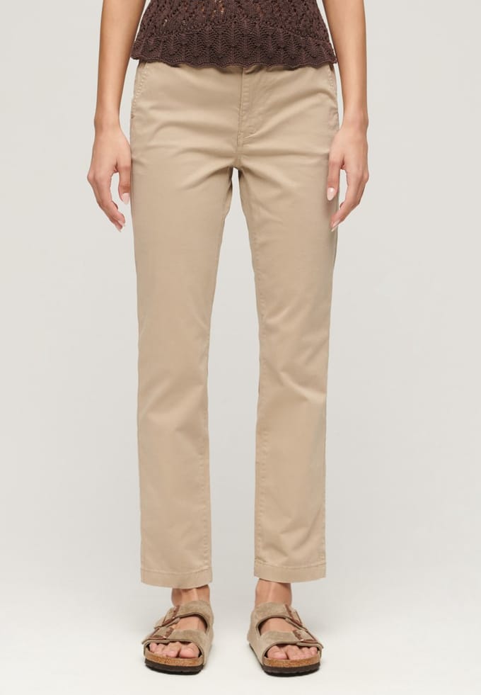 Superdry - Chino met halfhoge taille - Dames - Broeken
