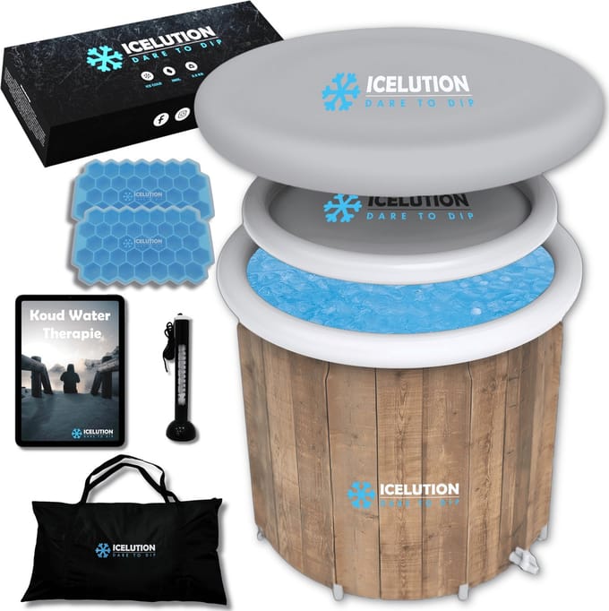 Icelution® IJsbad - COMPLEET pakket - Ice bath - Zitbad - Unieke Hout look - Incl. E-BOOK
