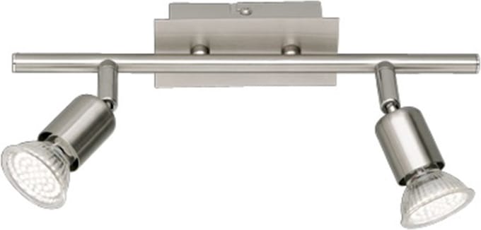LED Plafondspot - Torna Nimo - GU10 Fitting - 6W - Warm Wit 3000K - 2-lichts - Rechthoek - Mat Nikkel - Aluminium