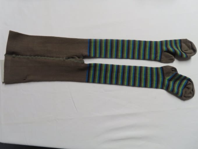 Maillot - Collant - Kousenbroek - Taupe / groen - streep - 74 /80