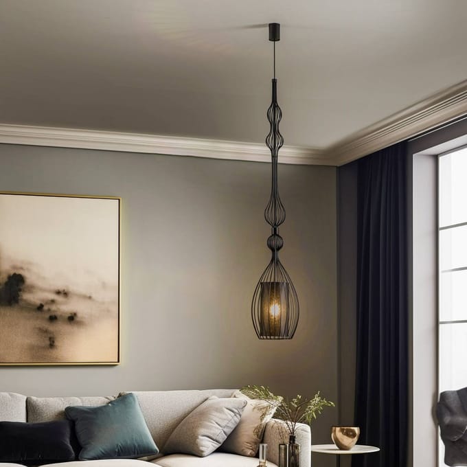 Nowodvorski Lighting Hanglamp Abi L in lange vorm, zwart