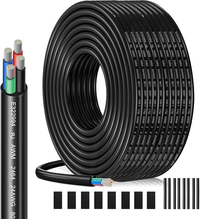Verlengkabel 4-aderig - Stroomkabel - Buitenapparatuur - Vertind Koper - 20 meter - Zwart