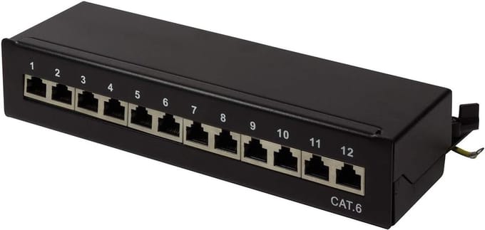 Professioneel Cat.6 12-poorts patchpaneel voor wand- en tafelmontage