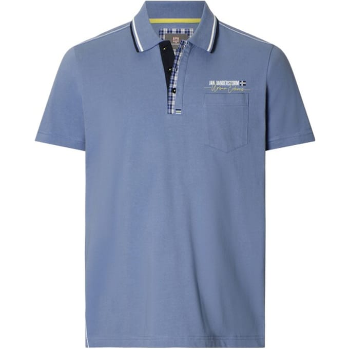 Jan Vanderstorm herren Poloshirt - 60/62 - blauw - Plus Size