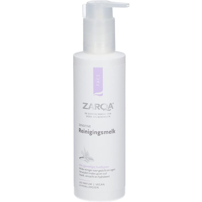 ZARQA Reinigingsmelk Sensitive - 200 ml - Hypoallergeen - milde reiniger