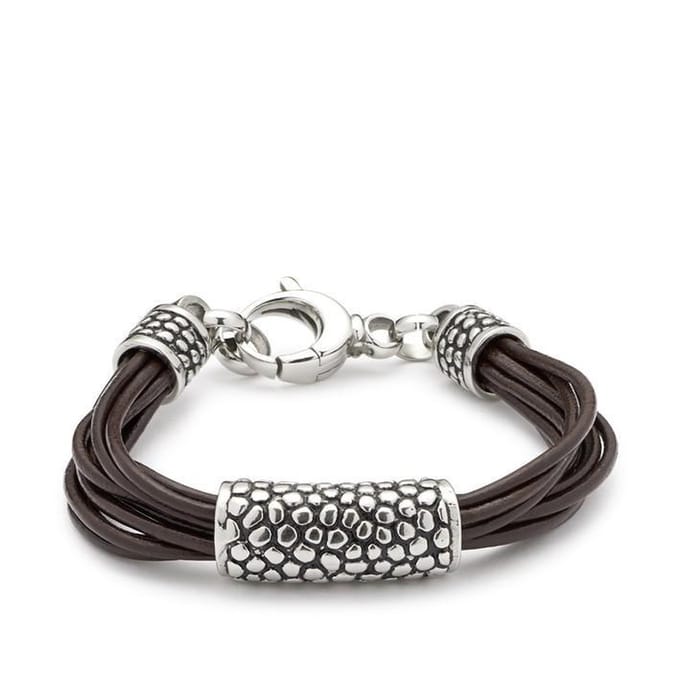 Jewels by Leonardo Heren Armband Icona Due - RVS - Leer