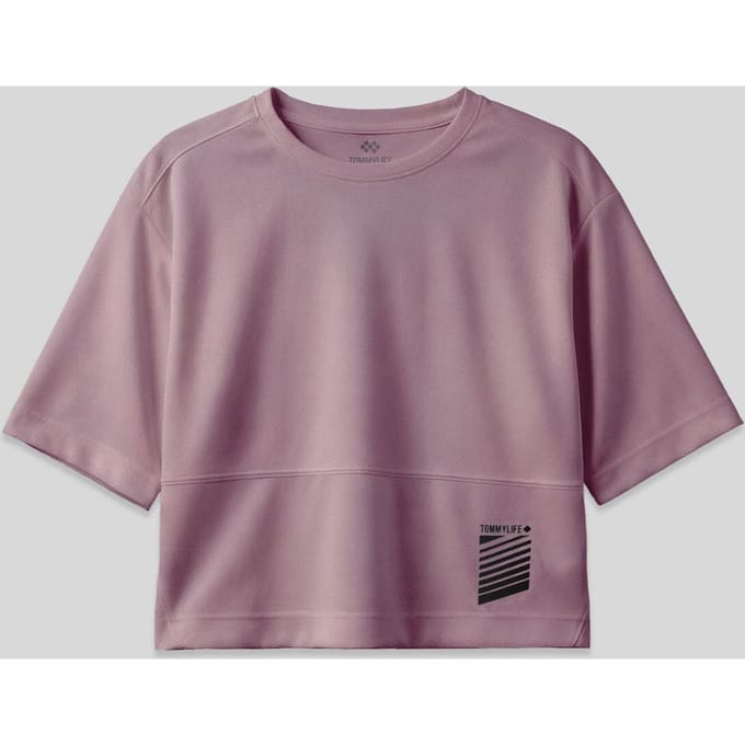 Oversized Polyester T-shirt met ronde hals en zak