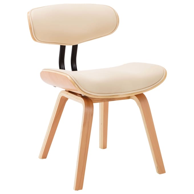 vidaXL Eetkamerstoelen 6 st gebogen hout en kunstleer crème