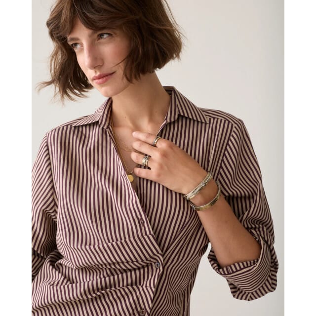 Summum 2s3532-12491 335 blouse two tone stripe small dark burgundy