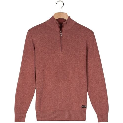 Baileys Trui Half Zip Allover Two-Tone Fine Texture Light Mauve / male