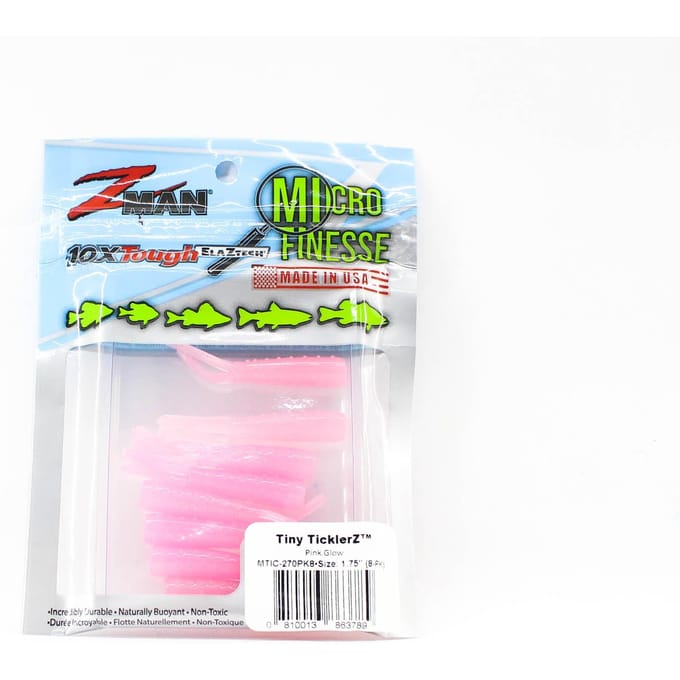 Zman zacht kunstaas Tiny TicklerZ 1,75 inch 8/pack roze gloed (3789) white