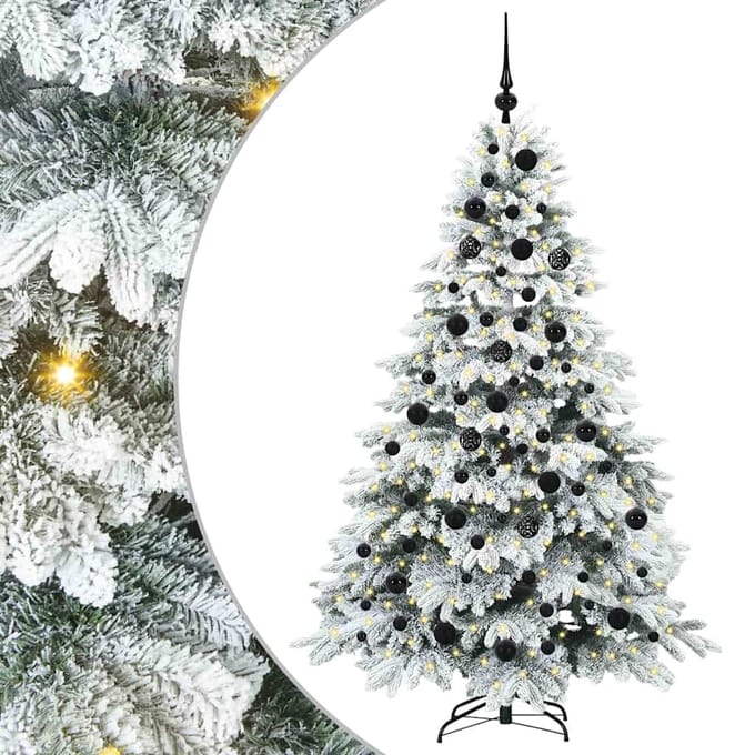 vidaXL - Kunstkerstboom - met - 300 - LED - met - standaard - Wit - 180 - cm - PE - en - PVC