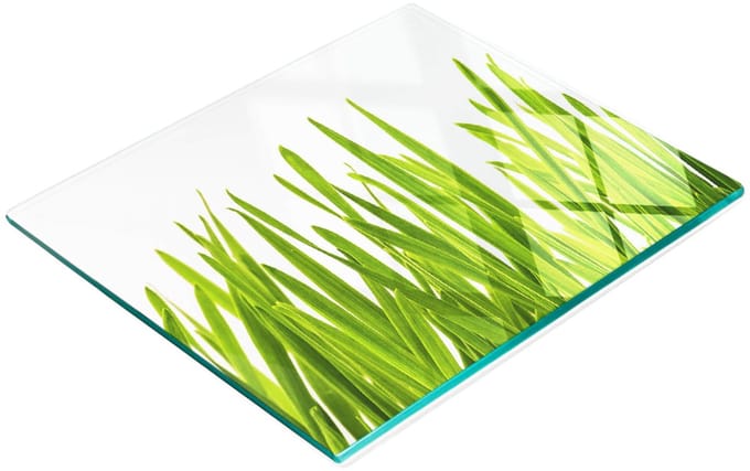 Multifunctionele decoratieve keukenplank van gehard glas met grasmotief, 60x52 cm