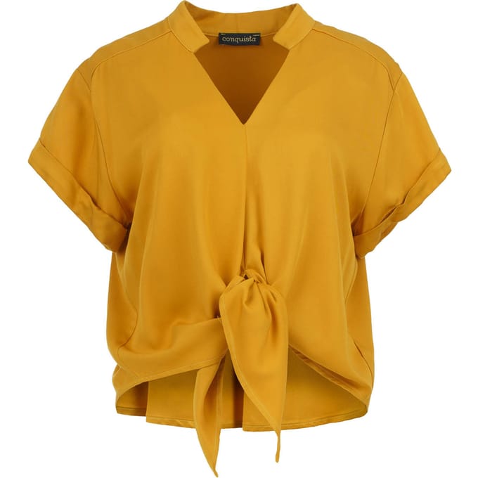 Golden Hour viscose blouse met striksluiting