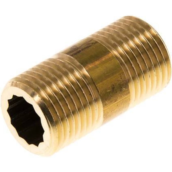 G 1/2'' Messing Dubbele Pijpnippel 16 Bar DIN 2982 - 40mm