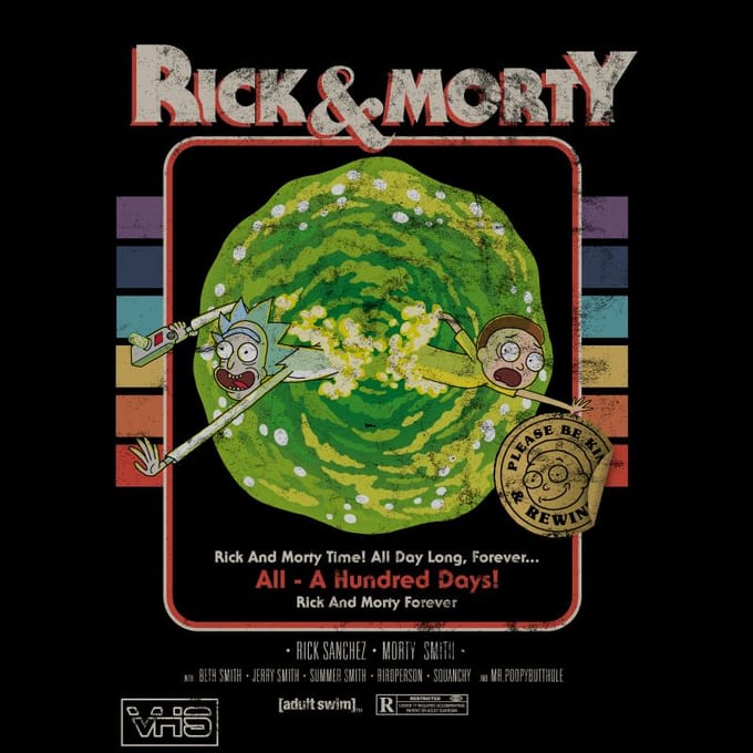 Rick and Morty A Hundred Days VHS t-shirt - Zwart - S